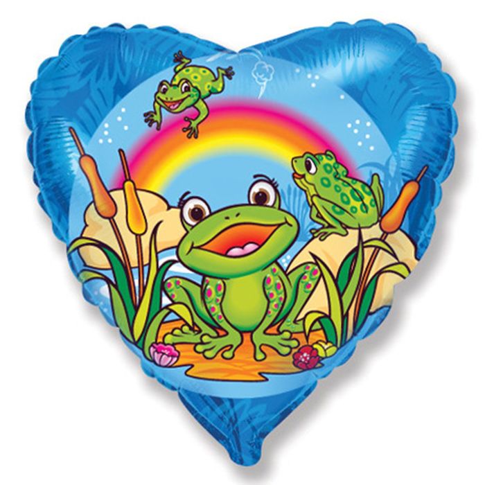 Шар фольгированный 18" "Весёлые лягушата", сердце