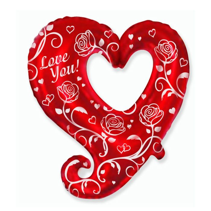 Шар фольгированный 32" Love You, сердце с розами