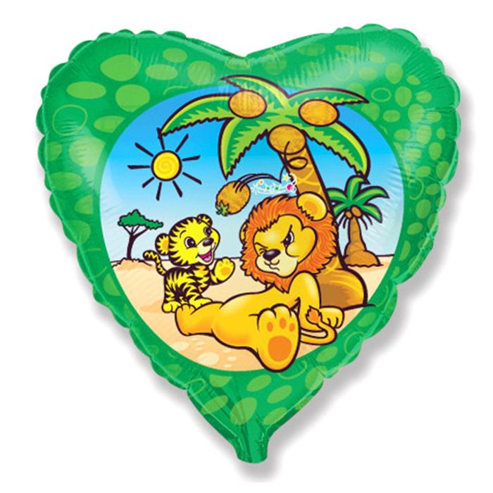 Шар фольгированный 18" "Лев под пальмой", сердце