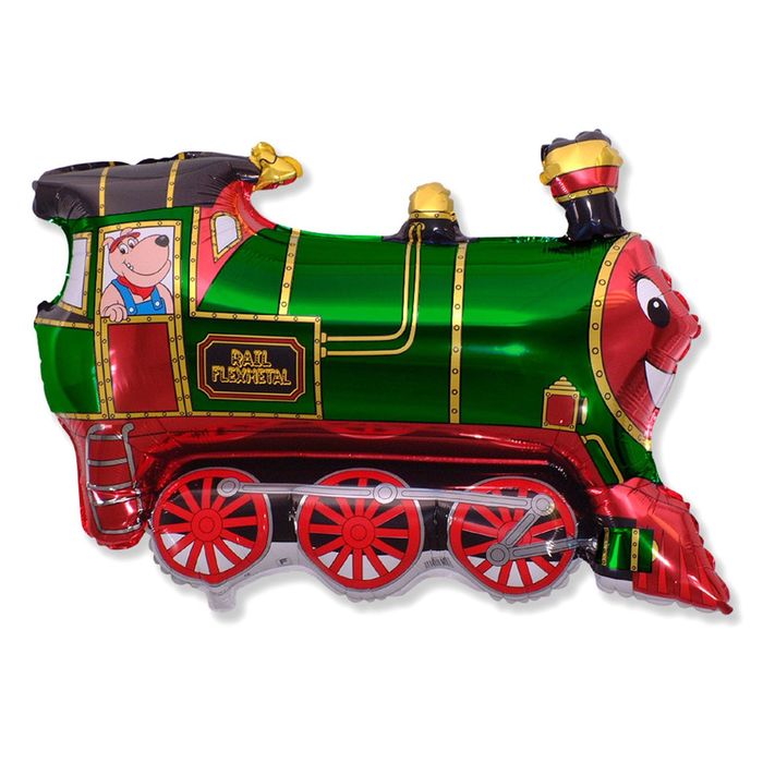 Шар фольгированный 30" "Поезд", цвет зелёный