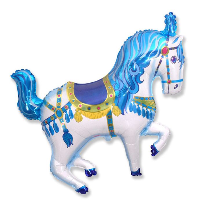 Шар фольгированный 30" "Лошадь цирковая", цвет голубой