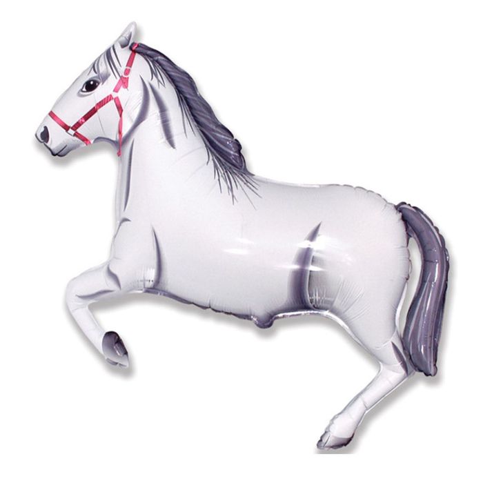 Шар фольгированный 12" "Лошадь" для палочки, цвет белый