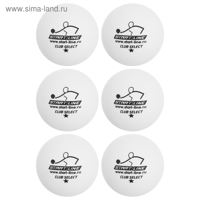 

Мяч для настольного тенниса Start line Club Select, 1 звезда, набор 6 шт., цвет белый