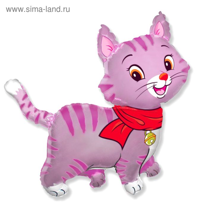 

Шар фольгированный 37" «Кошечка с шарфом», цвет розовый