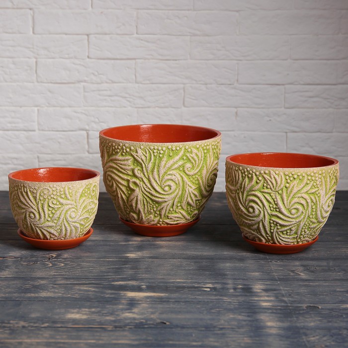Набор кашпо 3 шт. "Версаль" лайм 3 л/ 2 л/ 1 л