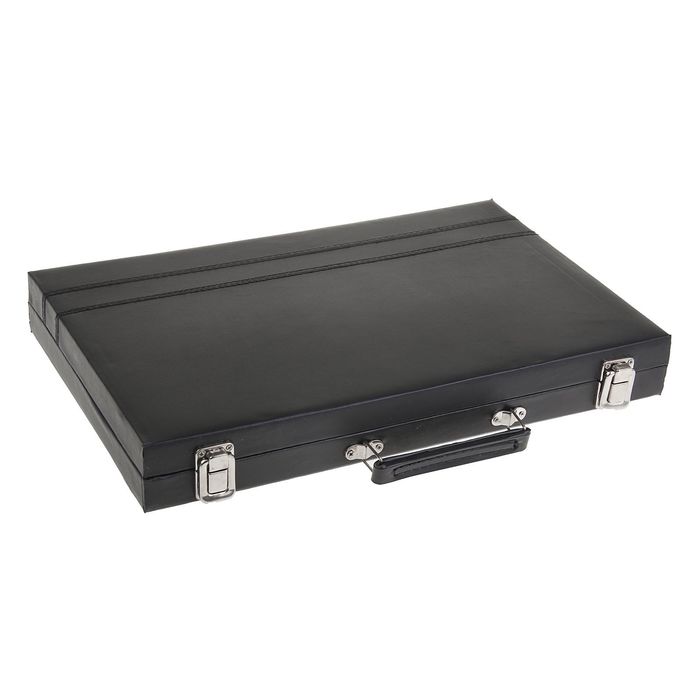 Нарды, набор: 5 кубиков, 32 фишки, в чемодане