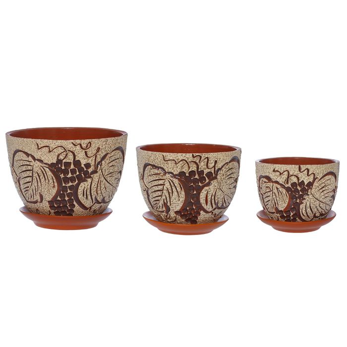 Набор кашпо 3 шт. "Виноград" 3 л/ 2 л/ 1 л