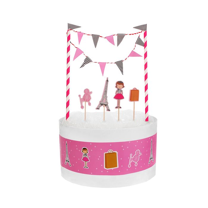 Набор "Париж": 1 гирлянда, 4 пики, 1 лента для торта