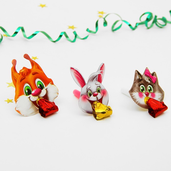 Язычок "Весёлые животные", набор 6 шт., цвета МИКС