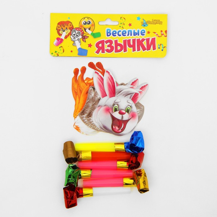 Язычок "Весёлые животные", набор 6 шт., цвета МИКС