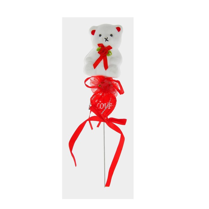Декор-украшение для букетов "Мишка с сердечком и цветочком"
