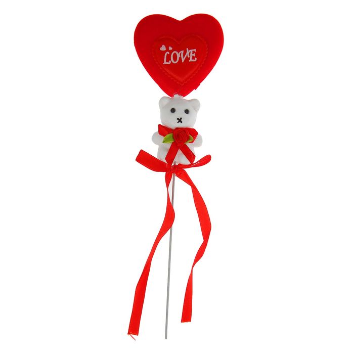 Декор-украшение для букетов "Сердечко с мишкой"