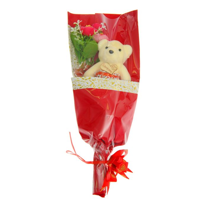 Букет из игрушек "Мишка с сердечком"