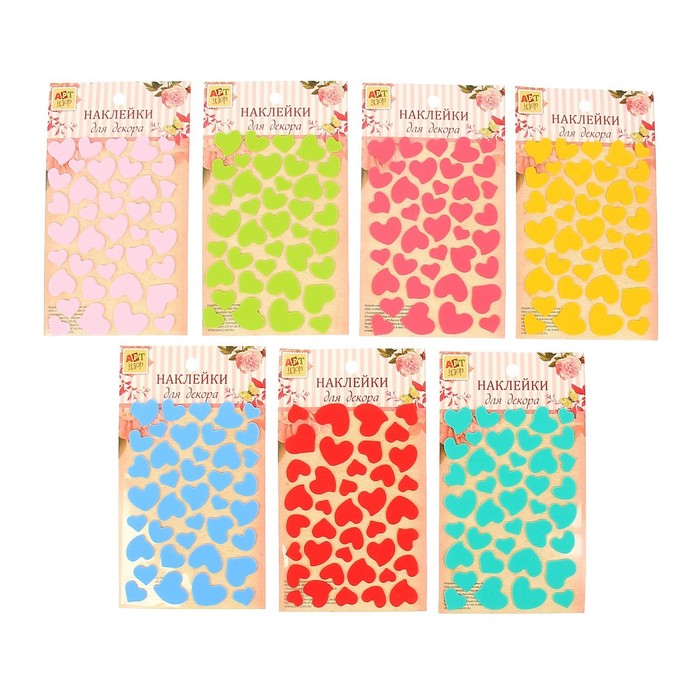 Наклейка "Сердечки/Звёздочки и месяц" двойные МИКС