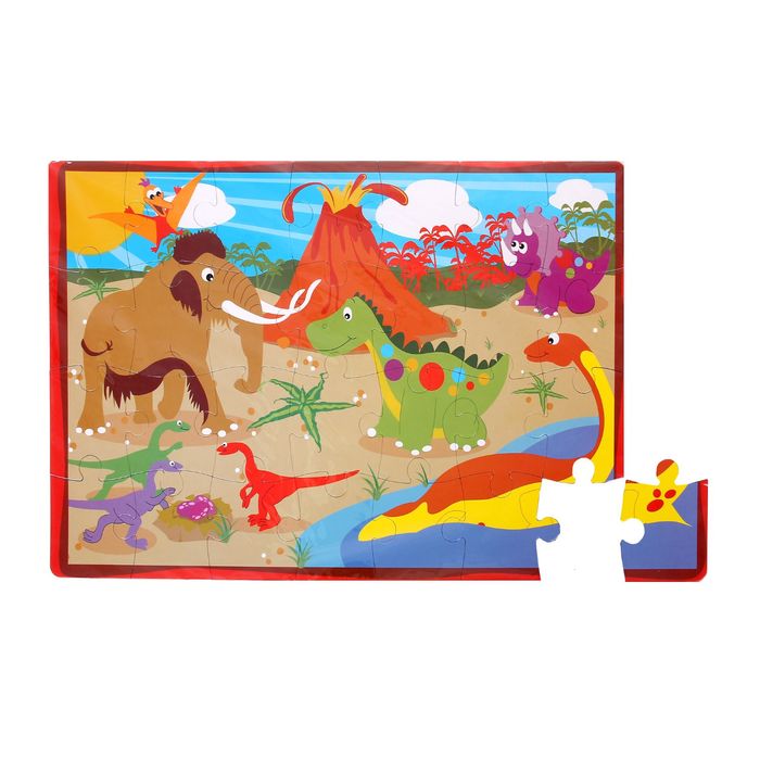 Развивающий коврик-пазл «Динозавры», 28 элементов, цвета МИКС