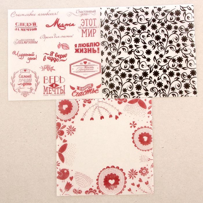 Набор кальки декоративной для скрапбукинга "Следуй за мечтой", 14,5 х 14,5 с