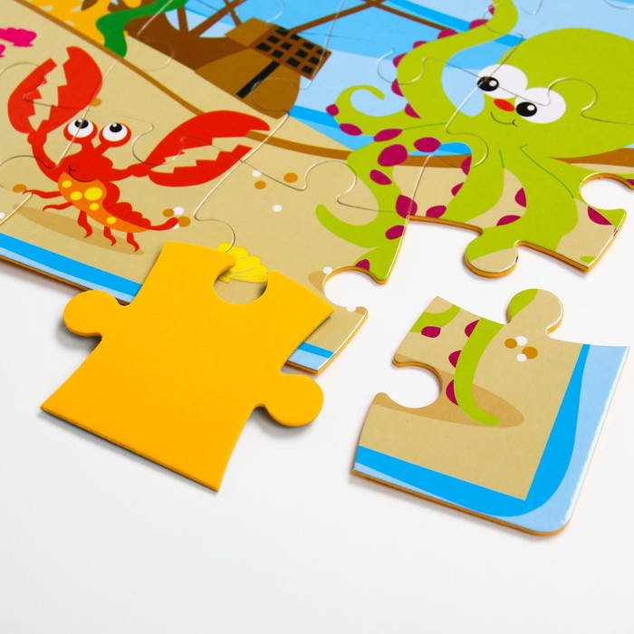 Развивающий коврик-пазл «Морское дно», 28 элементов, цвета МИКС