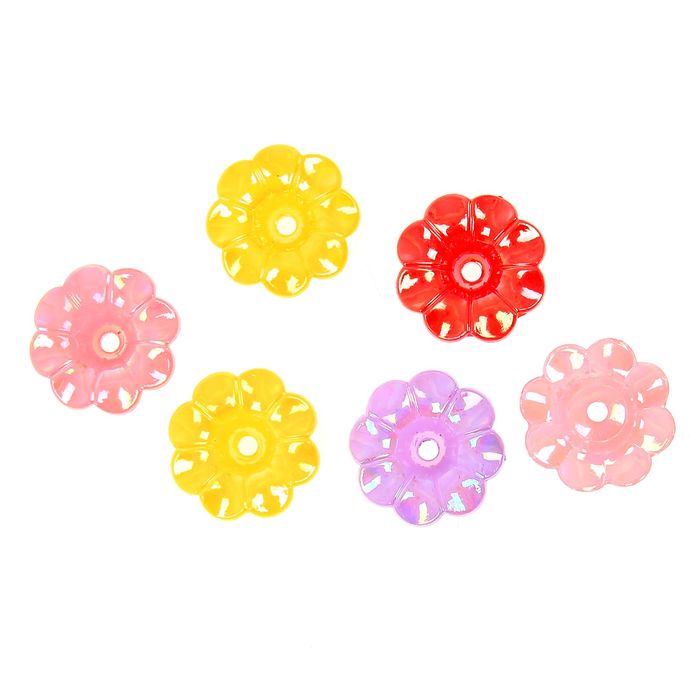 Декор для творчества пластик "Цветы" МИКС (набор 6 шт) 13х12 см