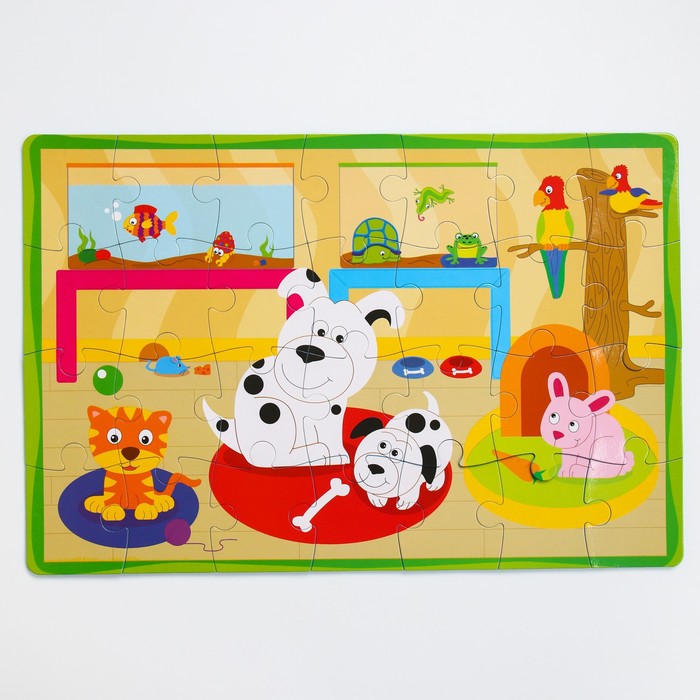 Развивающий коврик-пазл «Домашние животные», 28 элементов, цвета МИКС