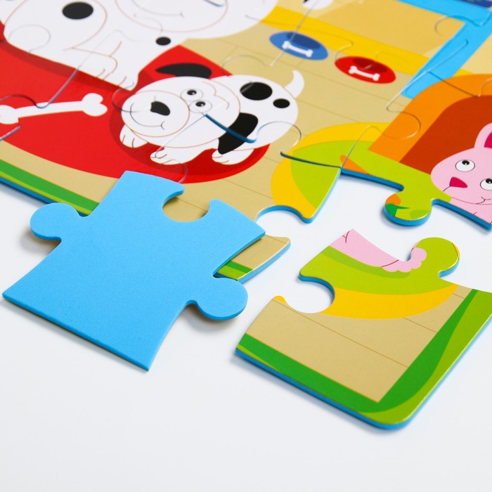 Развивающий коврик-пазл «Домашние животные», 28 элементов, цвета МИКС