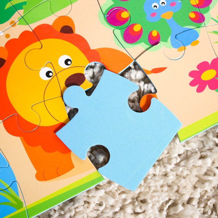 Развивающий коврик-пазл «Зоопарк», 28 элементов, цвета МИКС