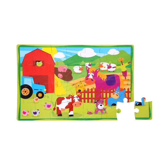 Развивающий коврик-пазл «Ферма», 28 элементов, цвета МИКС