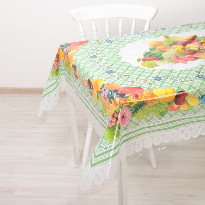 Клеенка ПВХ 140х180 см "Изобилие", цвет зеленый, рулон 20 скатертей