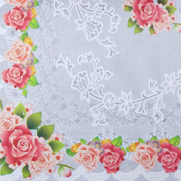 Клеенка ПВХ 140х180 см "Букет", цвет золотой, рулон 20 скатертей