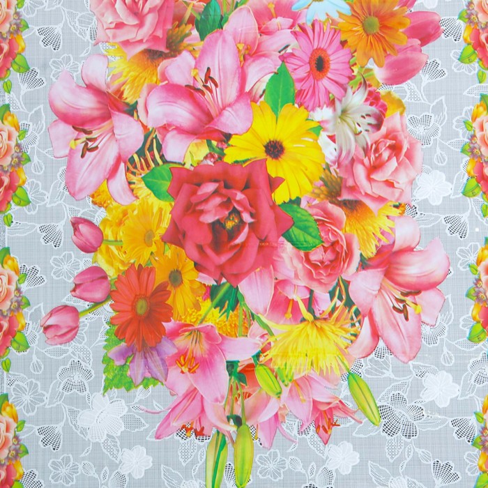 Клеенка ПВХ 140х180 см "Букет", цвет золотой, рулон 20 скатертей