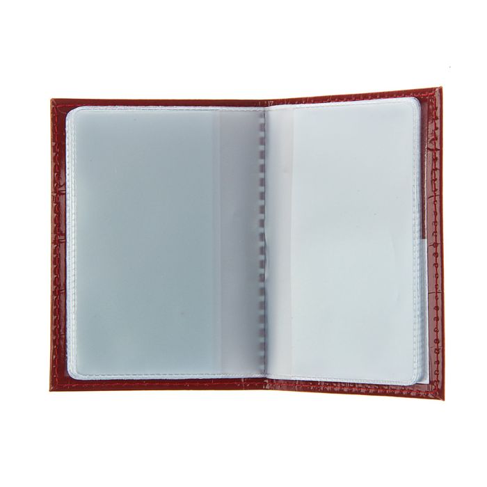 Визитница, 1 ряд, 18 листов, крокодил, цвет красный