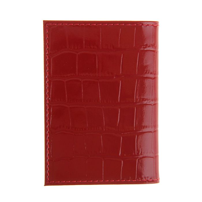 Визитница, 1 ряд, 18 листов, крокодил, цвет красный