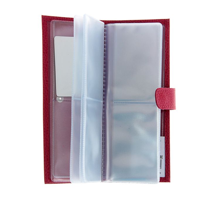 Визитница на кнопке, 2 ряда, 18 листов, флотер, цвет тёмно-розовый