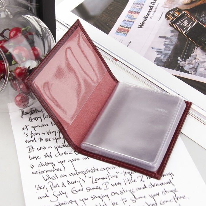 Визитница, 1 ряд, 18 листов, цвет бордовый