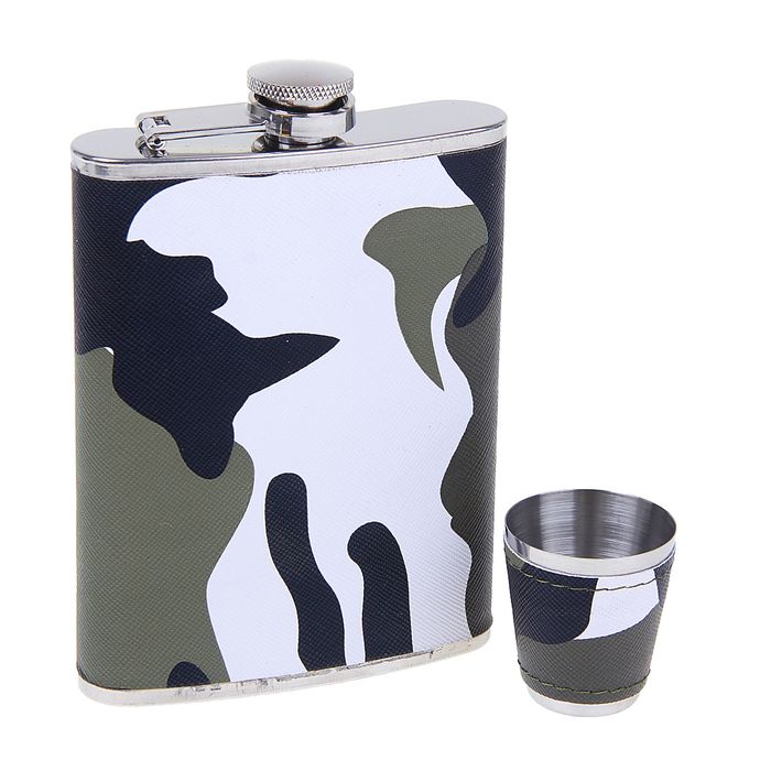 Подарочный набор 2 в 1 "Камуфляж": фляжка 240 мл + рюмка