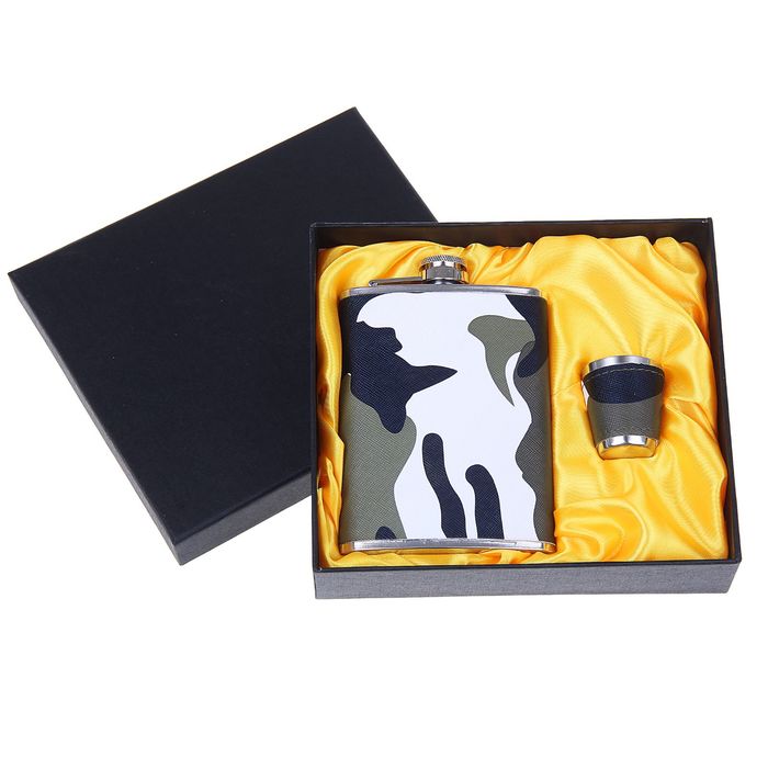 Подарочный набор 2 в 1 "Камуфляж": фляжка 240 мл + рюмка