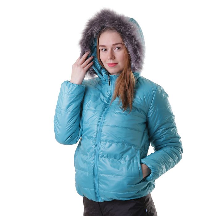 Куртка женская с мехом "ХЛОЯ", размер 42 (XS), цвет бирюза