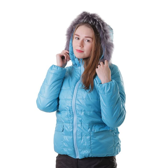 Куртка женская с мехом "ПАУЛА", размер 44 (S), цвет аква