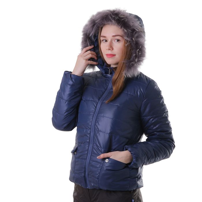 Куртка женская с мехом "ПАУЛА", размер 42 (XS), цвет индиго