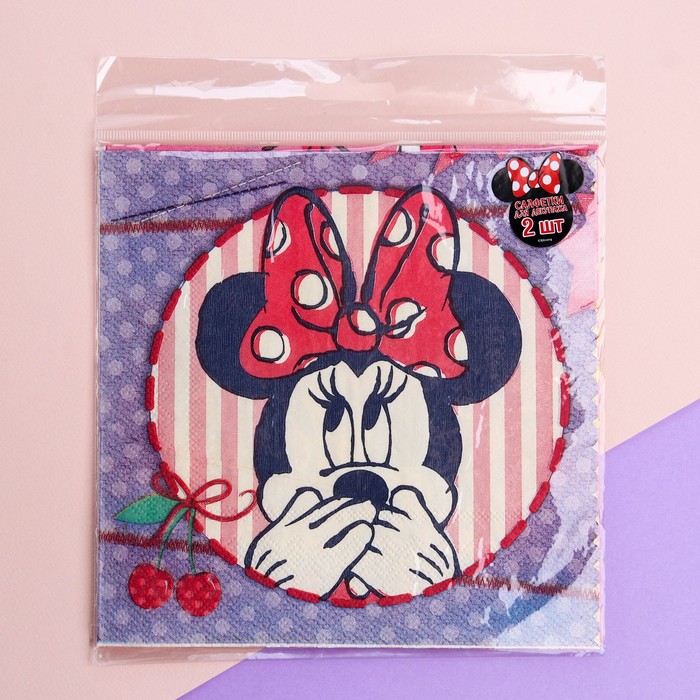 Салфетка бумажная (2 шт) "Кокетка Минни": Минни Маус, 33 х 33 см