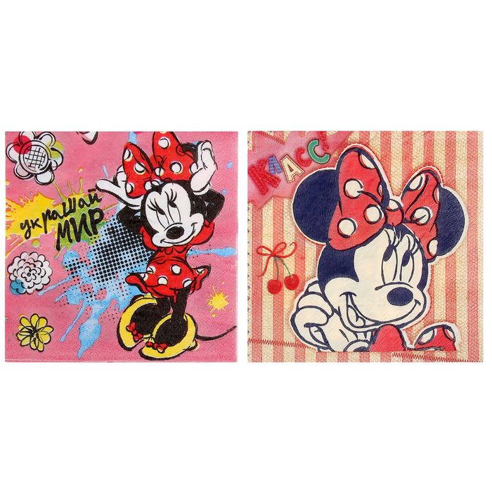 Салфетка бумажная (2 шт) "Кокетка Минни": Минни Маус, 33 х 33 см