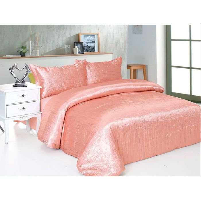 Постельное бельё "Этель Элегант" евро Персик 200х220 см, 220х240 см, 50х70+5 см - 2 шт., верх иск.шелк, низ 100% хлопок