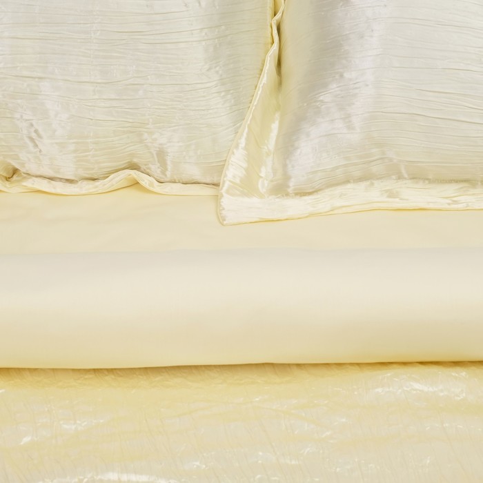 Постельное бельё "Этель Элегант" евро Милк 200х220 см, 220х240 см, 50х70+5 см - 2 шт., верх иск.шелк, низ 100% хлопок