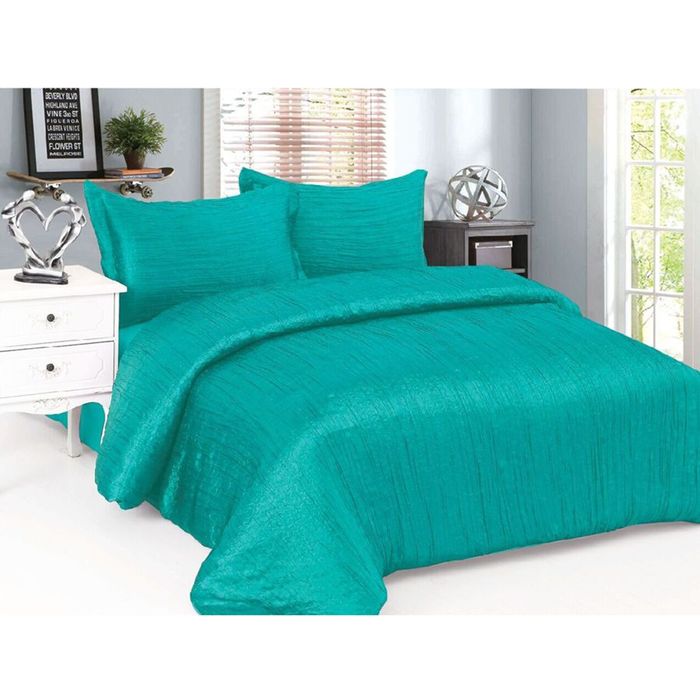 Постельное бельё "Этель Элегант" евро Лазурь 200х220 см, 220х240 см, 50х70+5 см - 2 шт., верх иск.шелк, низ 100% хлопок