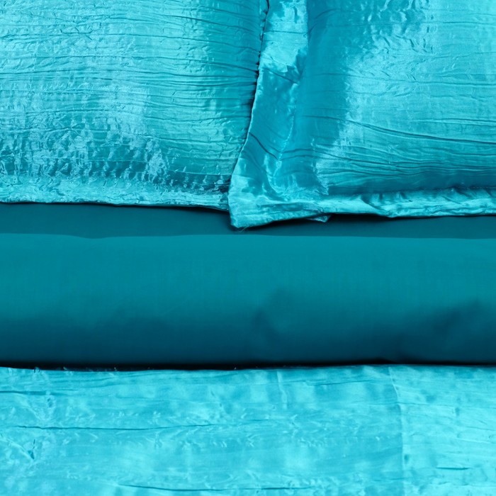 Постельное бельё "Этель Элегант" евро Лазурь 200х220 см, 220х240 см, 50х70+5 см - 2 шт., верх иск.шелк, низ 100% хлопок