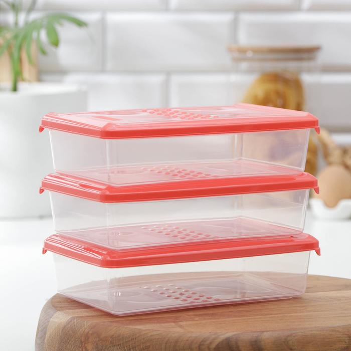 Набор контейнеров пищевых 750 мл Pattern, 3 шт, цвет МИКС