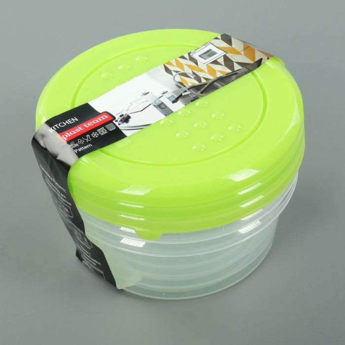 Набор контейнеров пищевых круглых 500 мл, 3 шт, цвет МИКС