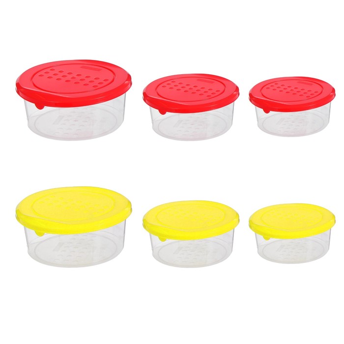 Набор контейнеров пищевых круглых 500 мл, 3 шт, цвет МИКС