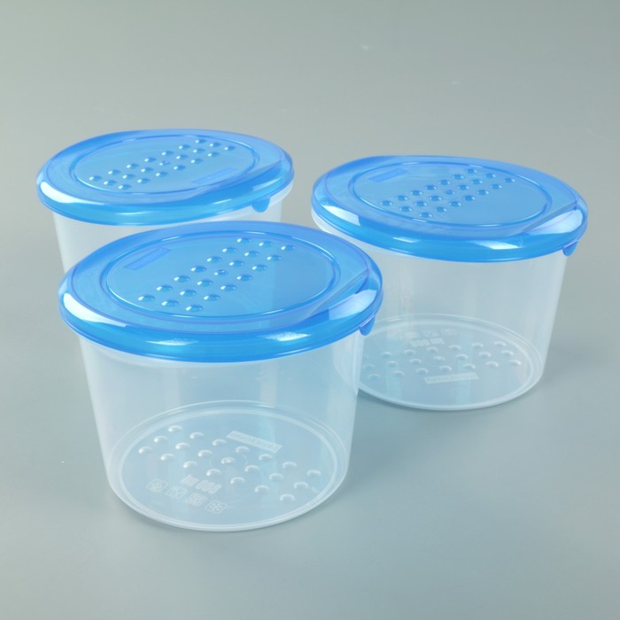 Набор контейнеров пищевых круглых 800 мл Pattern, 3 шт, цвет МИКС