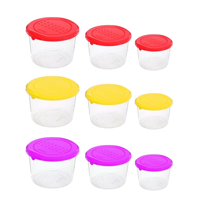 Набор контейнеров пищевых круглых 800 мл Pattern, 3 шт, цвет МИКС