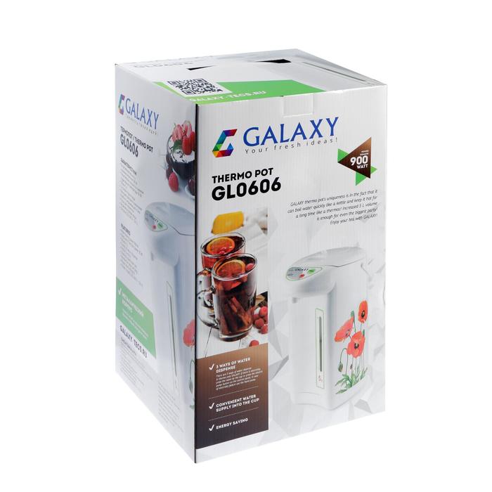 Термопот Galaxy GL 0606, 900 Вт, 5 л, рисунок "маки"